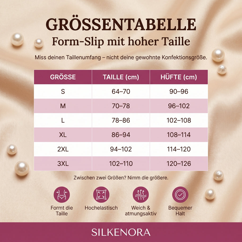 Größentabelle Silkenora Form-Slip